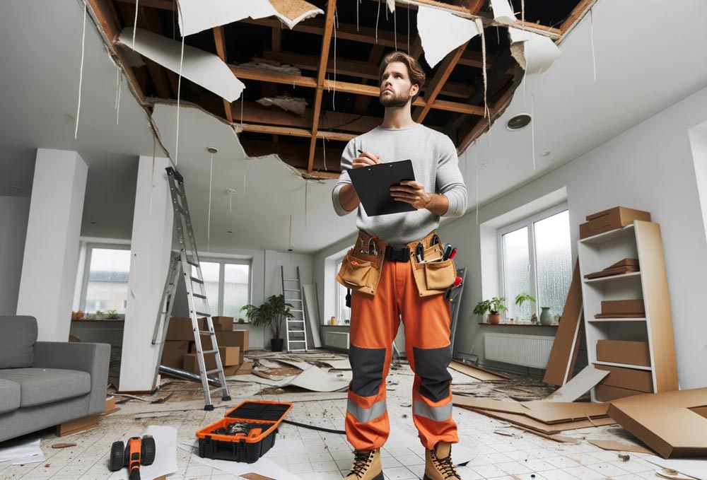 assessing ceiling damage