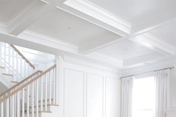 Bright White Farmhouse Coffered Ceiling